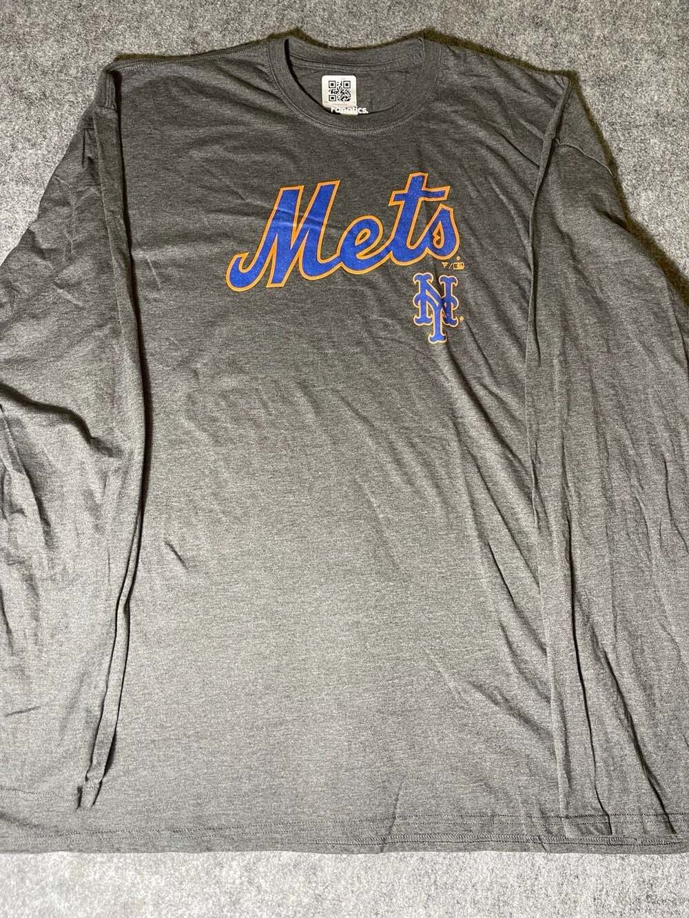 New York Mets Team Lockup Long Sleeve T-Shirt - Charcoal - 4X